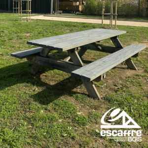 Table Pique Nique - 8 PLACES - traité classe 3 GRIS - 2.50x0.75x1.60 ml